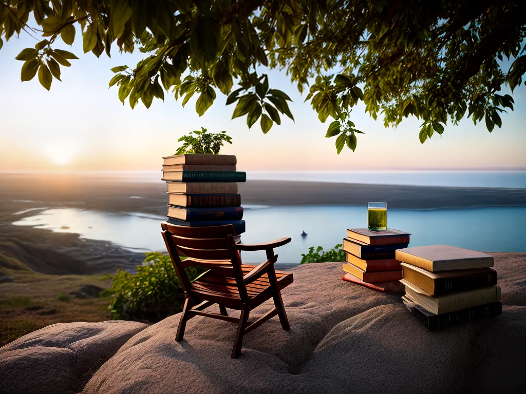 Fotos por do sol praia cadeira livros
