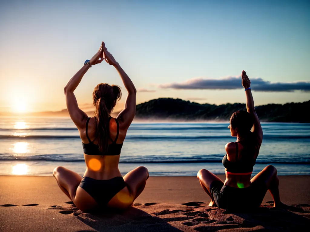 Fotos yoga praia pose sol serenidade